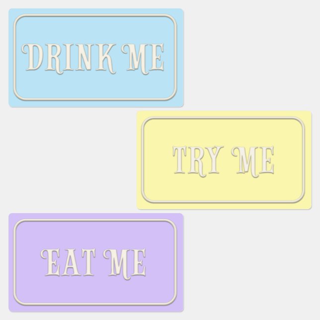 "Essen Sie mich, trinken Sie mich, versuchen Sie m Etiketten (Gruppe)