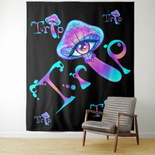 Essen Sie Mushroom und Reiseroute Wandteppich