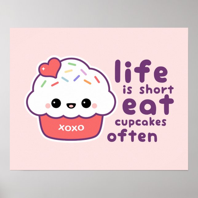 Essen Sie oft Cupcakes Poster (Vorne)