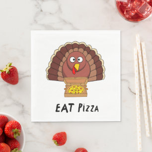 Essen Sie Pizza mit Erntedank Türkei Serviette