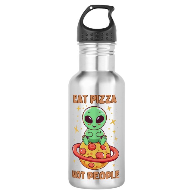 Essen Sie Pizza nicht Leute Edelstahlflasche (Vorderseite)