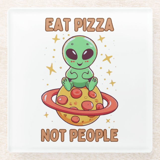 Essen Sie Pizza nicht Leute Glasuntersetzer (Vorderseite)