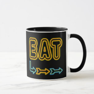 Essen Sie Retro Neon Sign Art Kaffee Tasse
