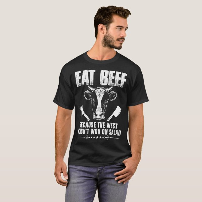 Essen Sie Rindfleisch, weil Westen nicht auf T-Shirt (Vorne ganz)