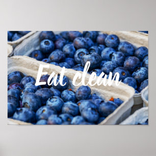 Essen Sie sauberes //-BlaubeerFoto Poster