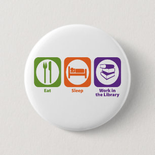 Essen Sie Schlaf-Arbeit in der Bibliothek Button
