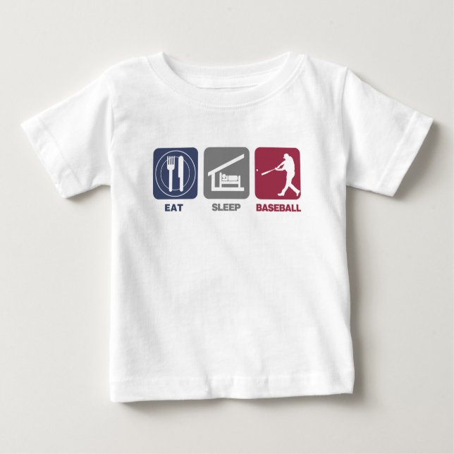 Essen Sie Schlaf-Baseball Baby T-shirt (Vorderseite)