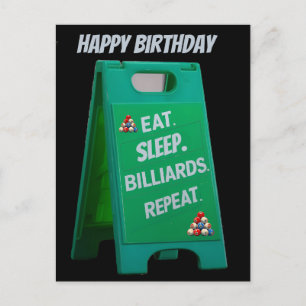 Essen Sie Schlaf Billard wiederholen Plastikschild Postkarte