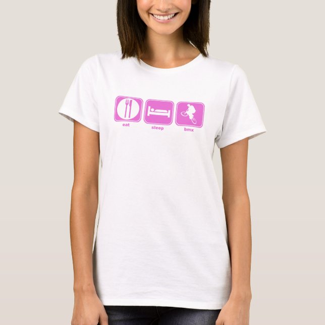 essen Sie Schlaf bmx Rosa T-Shirt (Vorderseite)