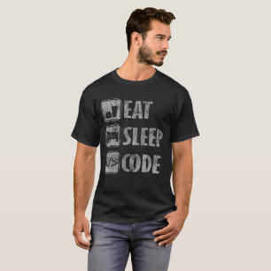 Essen Sie Schlaf-Code-lustige beunruhigte T-Shirt