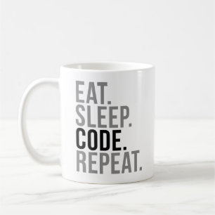 Essen Sie Schlaf-Code-Wiederholung Kaffeetasse