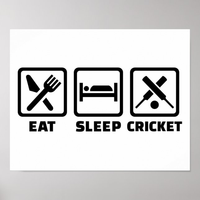 Essen Sie Schlaf-Cricket Poster (Vorne)