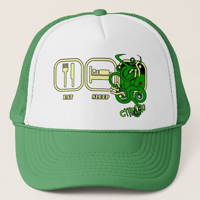 Essen Sie - Schlaf - Cthulhu Hut Truckerkappe (Vorderseite)