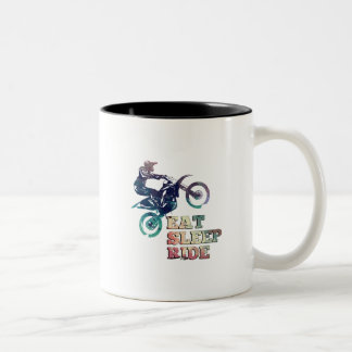 Essen Sie Schlaf-Fahrschmutz-Fahrrad Zweifarbige Tasse