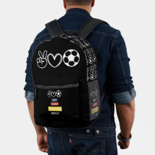 Essen Sie Schlaf Fußball wiederholen Bedruckter Rucksack
