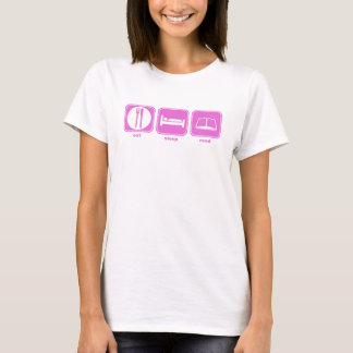 essen Sie Schlaf gelesenes Rosa T-Shirt