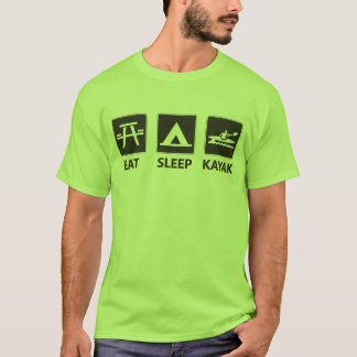 Essen Sie Schlaf-Kajak-Schwarzes T-Shirt