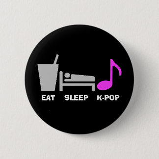 Essen Sie Schlaf Kpop Knopf (dunkel) Button