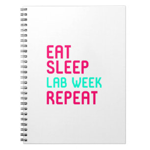 Essen Sie Schlaf-Labrador-Wochen-erfahrenes Notizblock