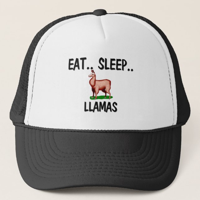 Essen Sie Schlaf LAMAS Truckerkappe (Vorderseite)