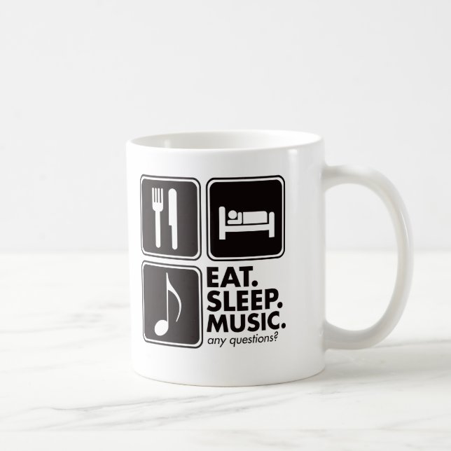 Essen Sie Schlaf-Musik - Schwarzes Tasse (Rechts)