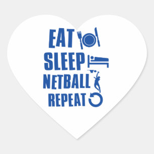Essen Sie Schlaf Netball Herz-Aufkleber