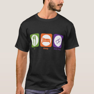 Essen Sie Schlaf redigieren Video T-Shirt