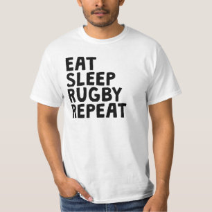 Essen Sie Schlaf-Rugby-Wiederholung T-Shirt