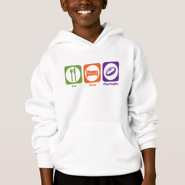 Essen Sie Schlaf-Spiel-Rugby Hoodie (Vorderseite)