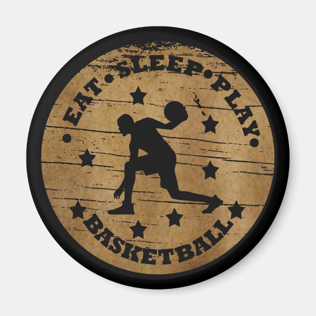 Essen Sie Schlaf spielen Basketball-Retrospieler Magnet (Vorne)