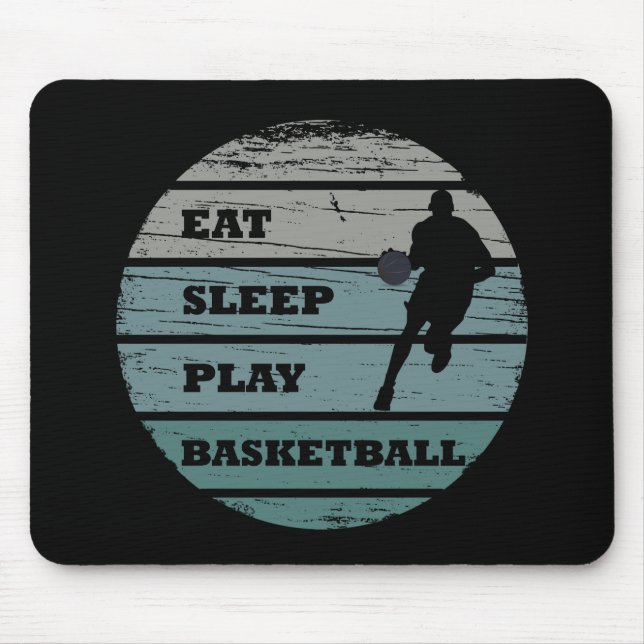 Essen Sie Schlaf spielen Basketball-Retrospieler Mousepad (Vorne)