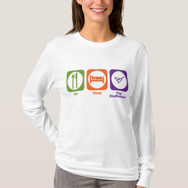 Essen Sie Schlaf-SpielShuffleboard T-Shirt (Vorderseite)