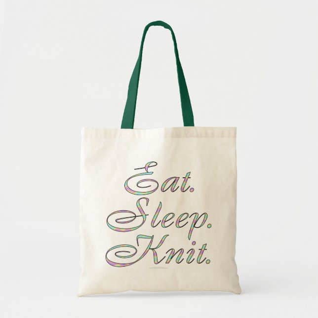 Essen Sie. Schlaf. Strick. (Taschentasche) Tragetasche (Vorne)