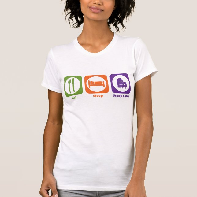 Essen Sie Schlaf-Studien-Latein T-Shirt (Vorderseite)