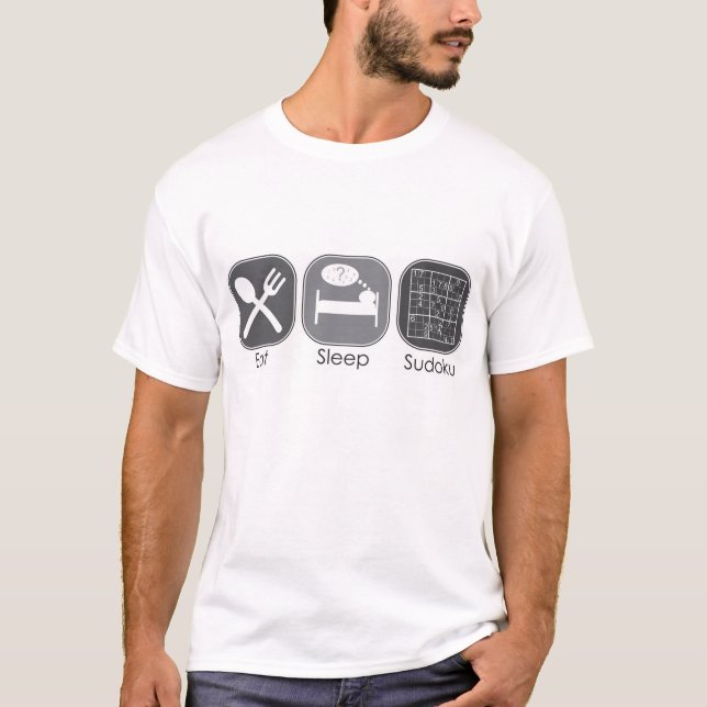 Essen Sie Schlaf Sudoku T-Shirt (Vorderseite)