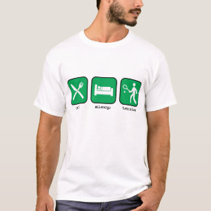 Essen Sie Schlaf-Tennis-Grün T-Shirt