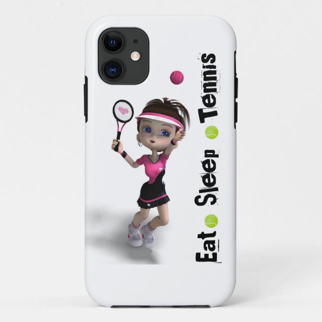 Essen Sie Schlaf-Tennis-Mädchen Case-Mate iPhone Hülle (Rückseite)