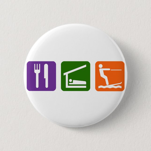 Essen Sie Schlaf-Wasserski Button (Vorderseite)