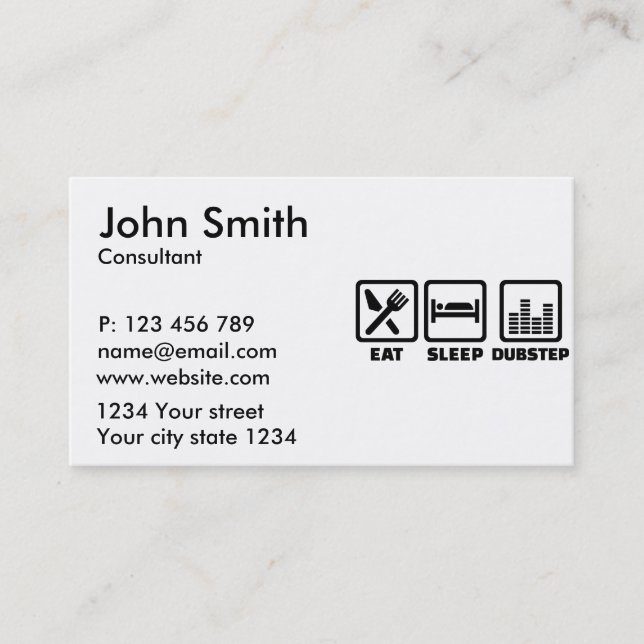Essen Sie schlafen dubstep Visitenkarte (Vorderseite)