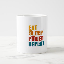 Essen Sie schlafen Power wiederholen lustig Jumbo-Tasse
