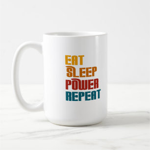 Essen Sie schlafen Power wiederholen lustig Kaffeetasse