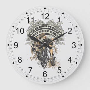 Essen Sie, schlafen Sie, reiten Sie das Radfahren Große Wanduhr