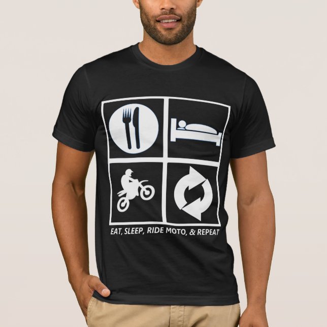ESSEN SIE, SCHLAFEN SIE, REITEN SIE MOTO UND T-Shirt (Vorderseite)