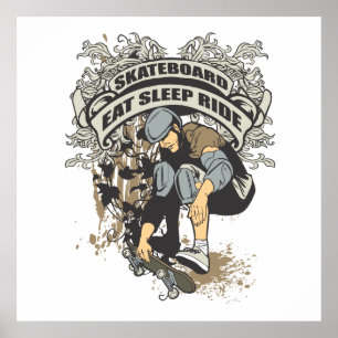 Essen Sie, schlafen Sie, reiten Sie Skateboard Poster