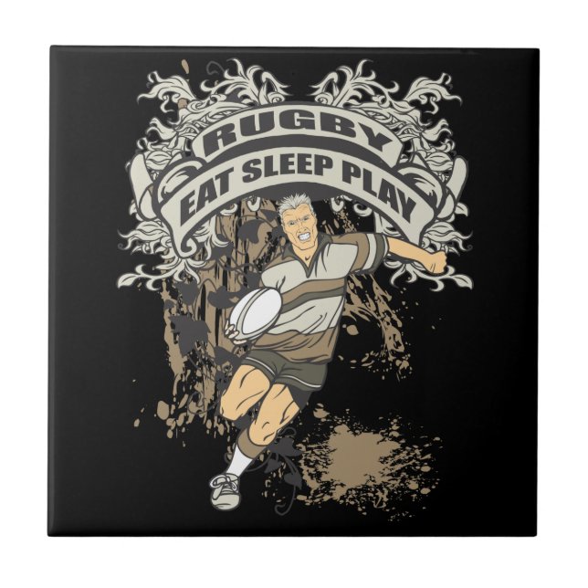 Essen Sie, schlafen Sie Spiel-Rugby Fliese (Vorderseite)