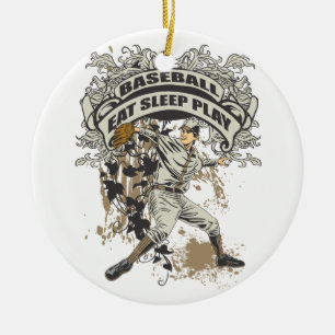 Essen Sie, schlafen Sie, spielen Sie Baseball Keramikornament