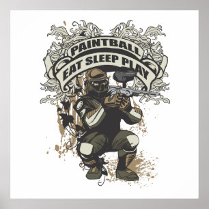 Essen Sie, schlafen Sie, spielen Sie Paintball Poster