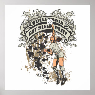 Essen Sie, schlafen Sie, spielen Sie Volleyball Poster