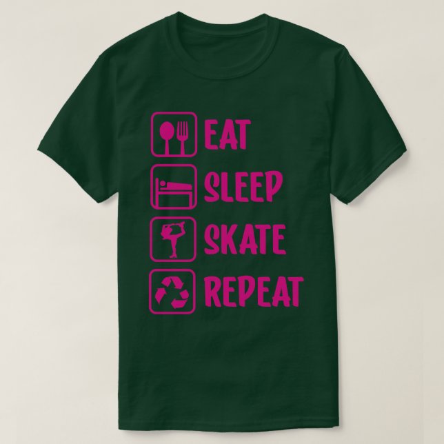 Essen Sie schlafen Skate wiederholen T-Shirt (Design vorne)