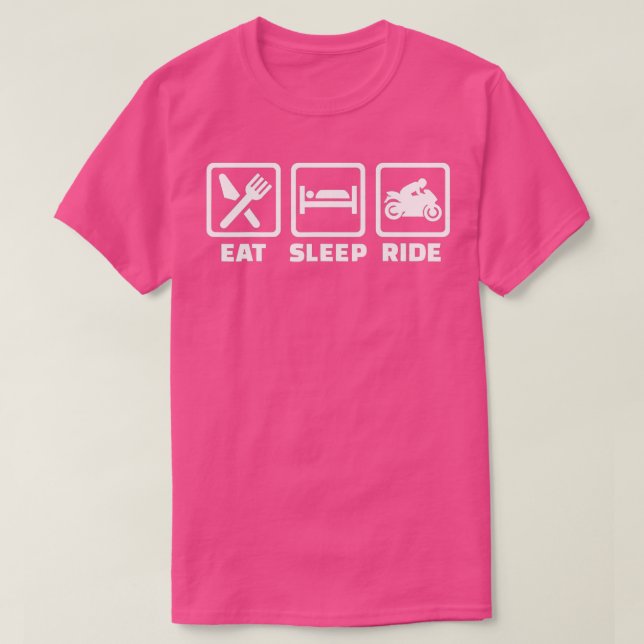 Essen Sie schlafend Motorrad T-Shirt (Design vorne)